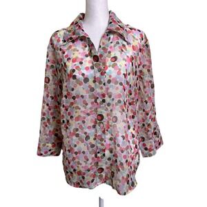 Apparenza Blouse with Matching Tank 3/4 Sleeves Sheer Polka Dots 80s 90s Size L